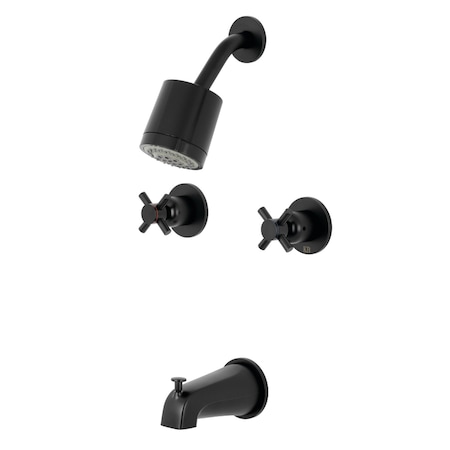 Kingston Brass Tub and Shower Faucet, Matte Black, Wall Mount KBX8140DX